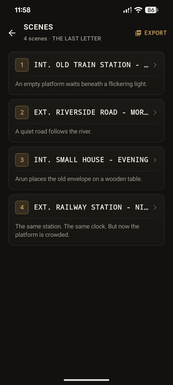 A FILM BY Android Executive Project Report: Pages, Scenes, Words, Screen Time