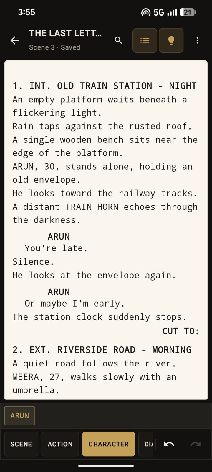 A FILM BY Android Screenplay Editor Interface